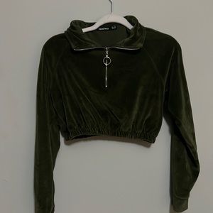 small green cropped jacket